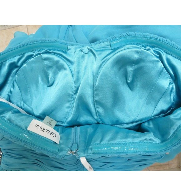 Calvin Klein Strapless Halter Sequin Beaded Dress - Picture 11 of 13